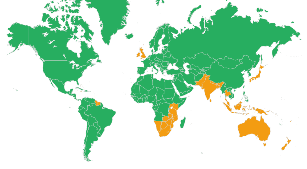 Quais lugares utilizam a mão inglesa?