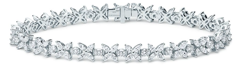 Tiffany Victoria® narrow alternating bracelet in platinum with diamonds