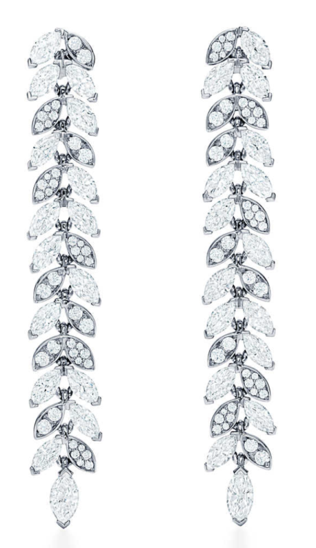 Tiffany Victoria® diamond vine drop earrings in platinum