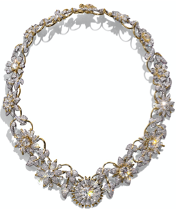 Tiffany & Co. Schlumberger® Flowers and Leaves necklace in 18k yellow gold and platinum with diamonds from the 2022 Tiffany Blue Book Collection